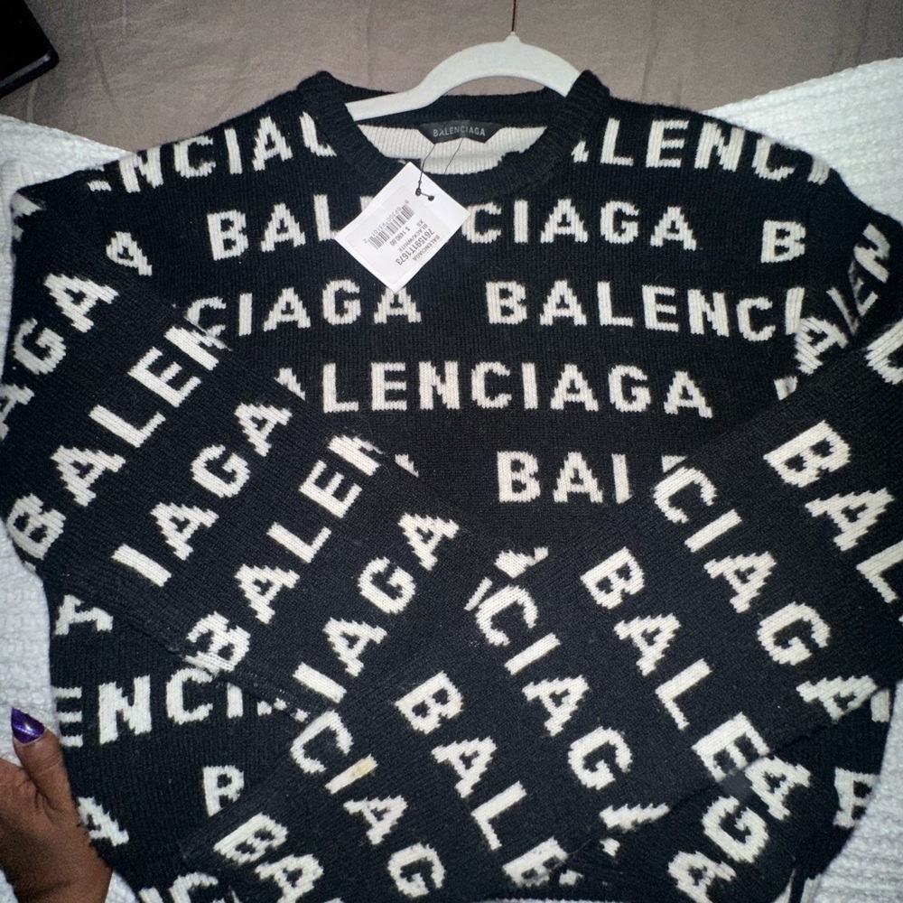 Balenciaga Black and White Crewneck Sweater